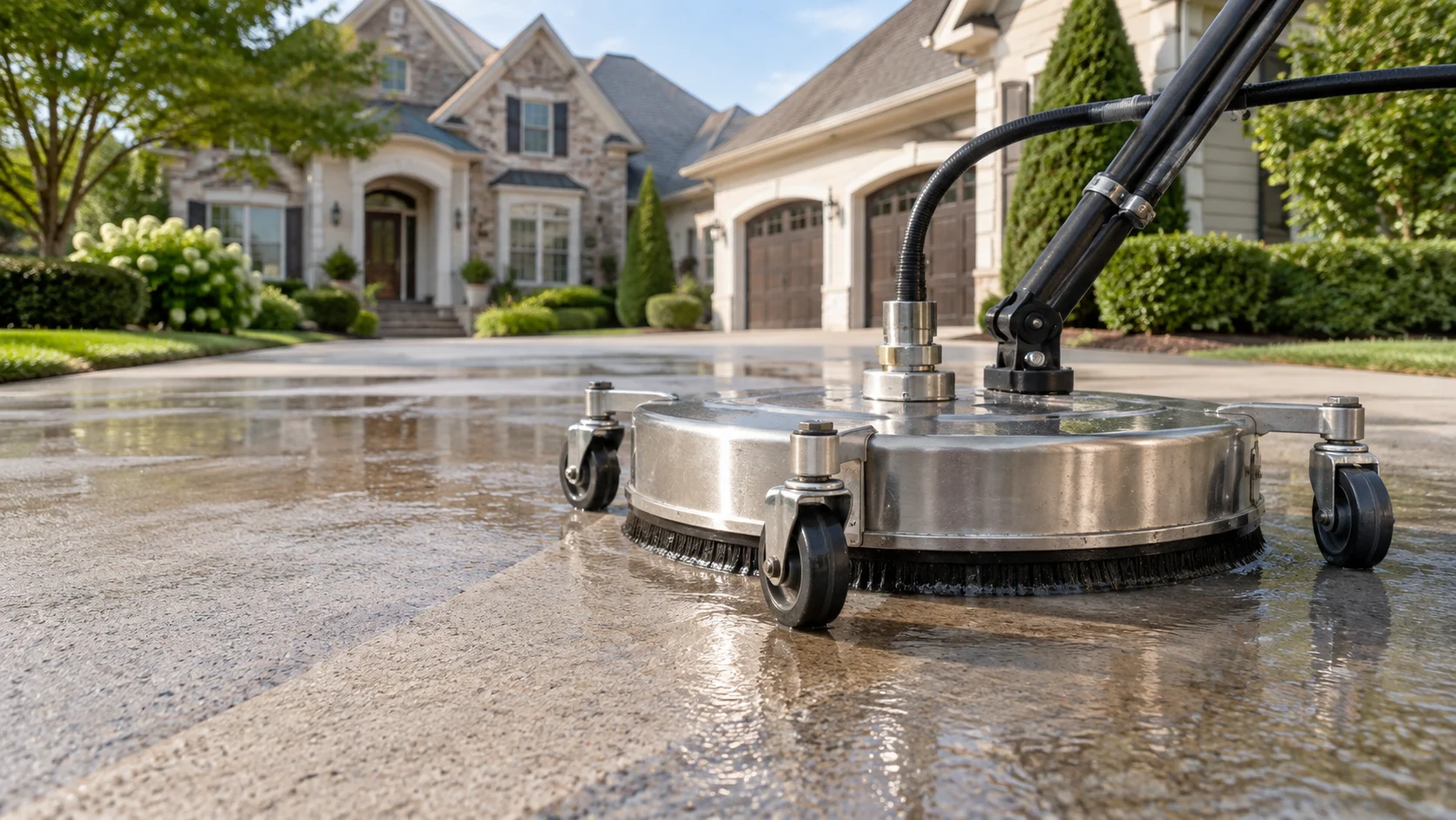 Illustrative view of professional driveway cleaning